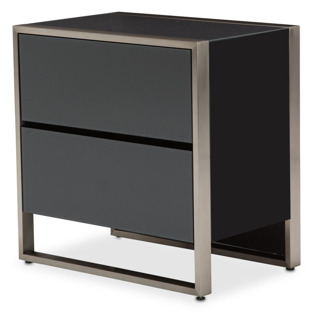 Aico Metro Lights Queen Canopy Bed Bedroom Set Midninght
