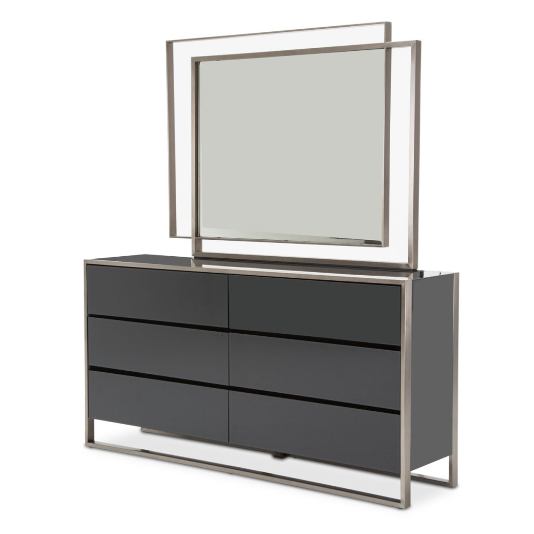 Aico Metro Lights Queen Canopy Bed Bedroom Set Midninght