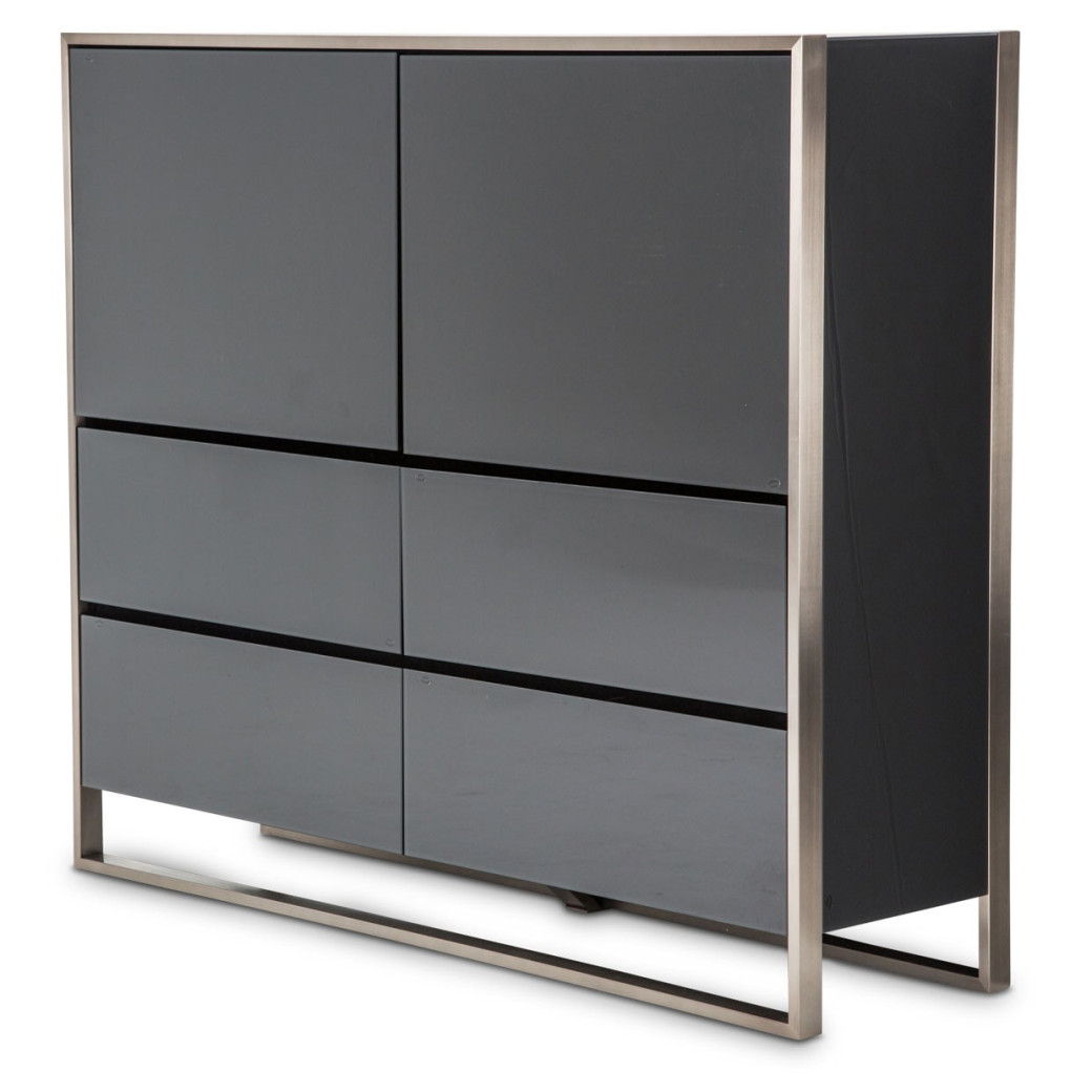 Aico Metro Lights Queen Canopy Bed Bedroom Set Midninght