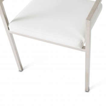 Aico State St. Arm Chair (Clear/Acrylic Back) Glossy White