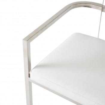 Aico State St. Arm Chair (Clear/Acrylic Back) Glossy White