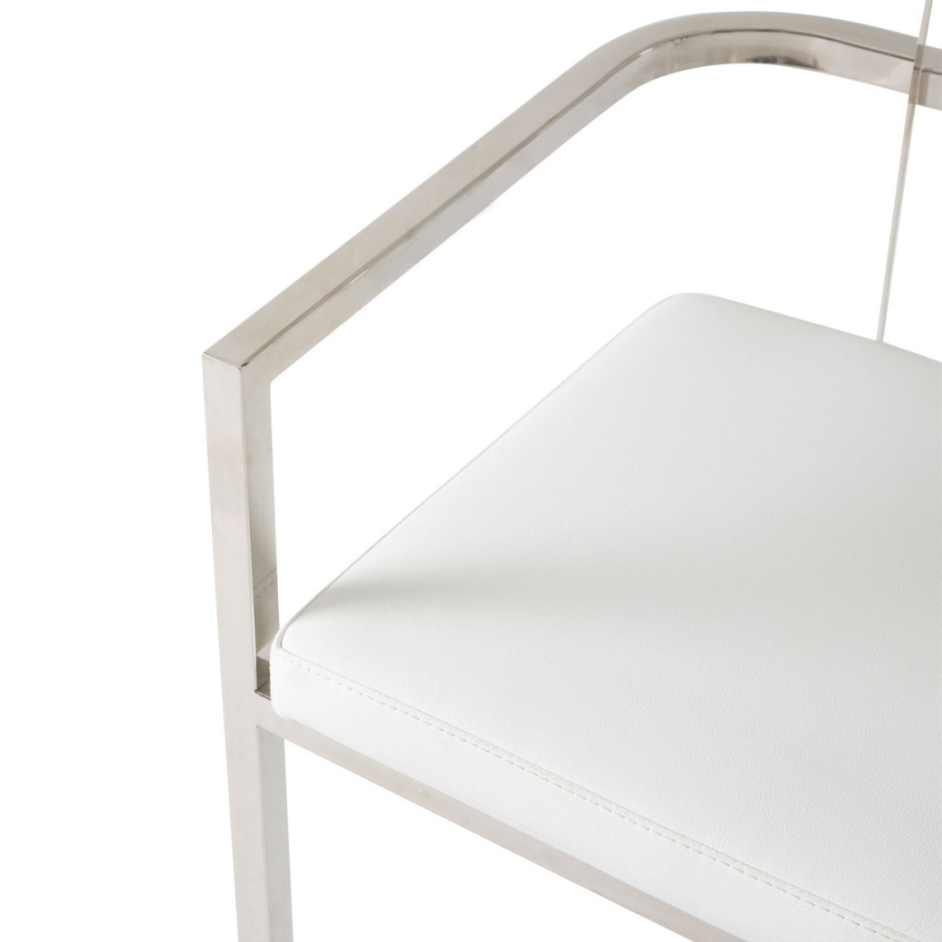 Aico State St. Arm Chair (Clear/Acrylic Back) Glossy White