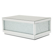Aico Montreal Rect Silver Mirrored Cocktail Table W/Crystals