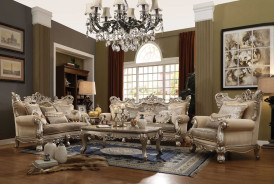 51040 Acme Ranita Collection 3 Pcs Sofa Set Fabric / Champagne