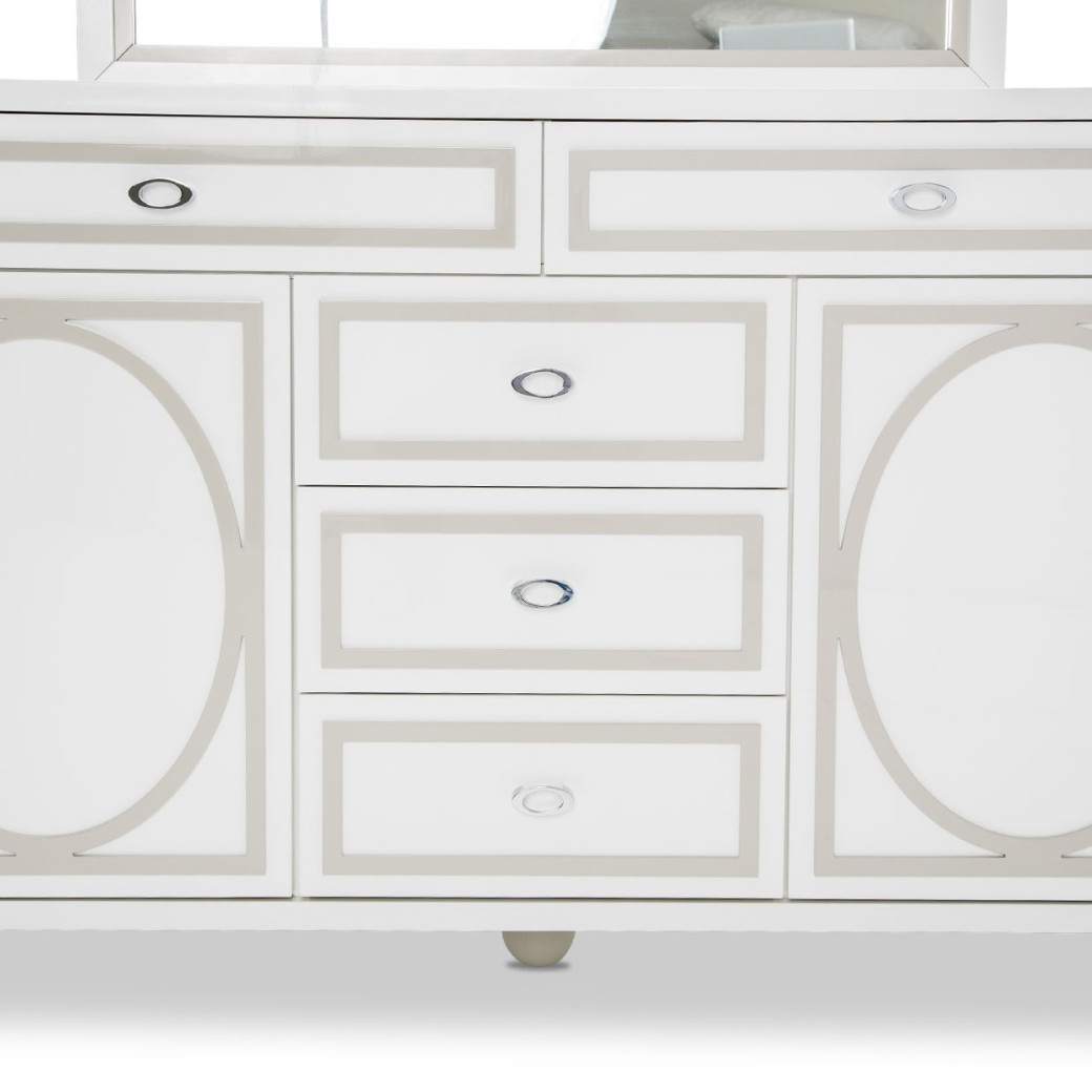 Michael Amini Sky Tower Bedroom Set White Cloud Finish
