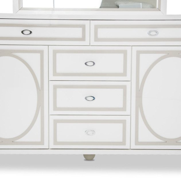 Michael Amini Sky Tower Bedroom Set White Cloud Finish