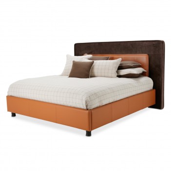 Aico 21 Cosmopolitan Orange Upholstered Tufted Bedroom Set