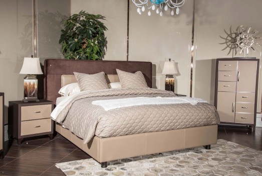 Aico 21 Cosmopolitan Taupe Upholstered Tufted Bedroom Set