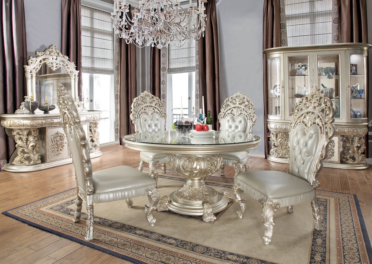 HD 8088 Round Dining Set Homey Design Victorian, European & HD 8088 Round Dining Set Homey Design Victorian, European &
