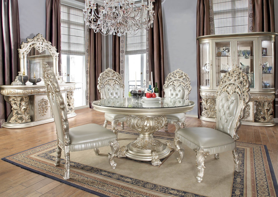HD 8088 Round Dining Set Homey Design Victorian, European &