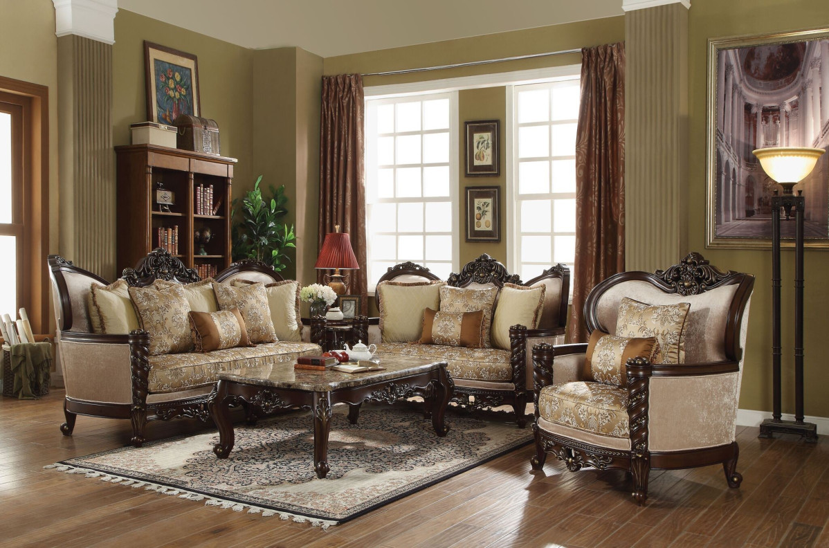 50685 Devayne Sofa Collection by Acme Fabric/ Dark Brown Finish