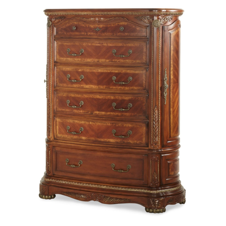 Aico by Michael Amini Cortina 6 Drawer Chest in Honey Walnut