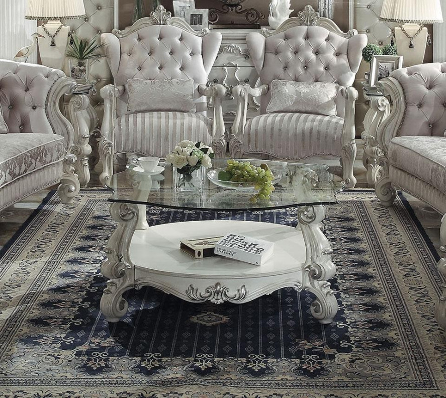 82085 Bone White Finish Occasional Tables Acme Versailles