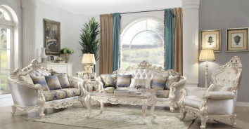 52440 Antique White Finish/ Cream Fabric Living room Gorsedd Collection by Acme Furniture