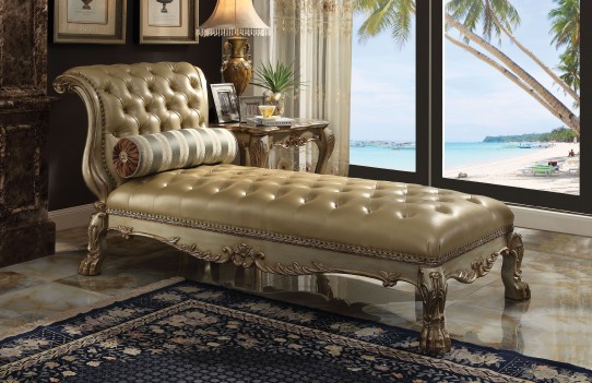 96489 Gold Patina Finish Chaise Acme Dresden Collection