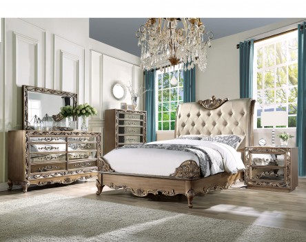 23790Q Antique Gold Finish Bedroom Orianne Collection By Acme Furniture