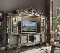 91820 Silver Antique Platinum Finish Entertainment Center Versailles II Collection By Acme Furniture