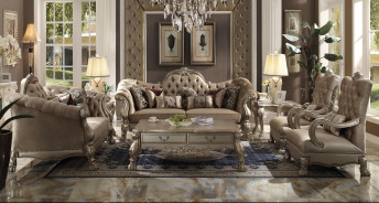 52090 Bone Velvet / Gold Patina Finish Living room Acme Dresden Collection