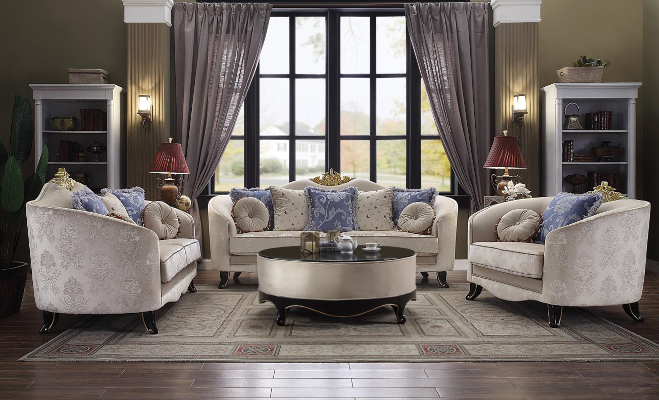 53945 Cream Fabric Sheridan Living Room Collection by Acme Furniture