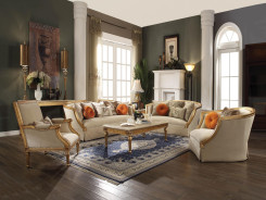 50835 Fabric/ Antique Gold Finish Living Room Daesha Upholstery by Acme Furniture Collection