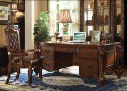 92125 Cherry Finish Home Office Set Acme Vendome Collection