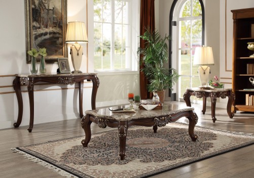 81695 Marble Top Walnut Finish Occasional Tables by Acme Furniture