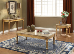 81715 Marble Top Antique Gold Finish Occasional Tables Daesha Collection By Acme Furniture