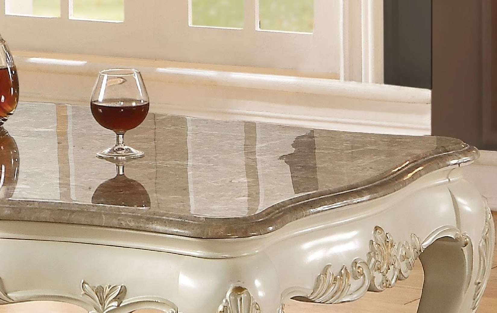 83540 Occasional Tables Pearl White Finish Marble Top by Acme Furniture
