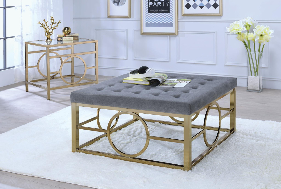 82050 Grey Fabric / Gold Ocassional Tables Acme Jaxson Collection