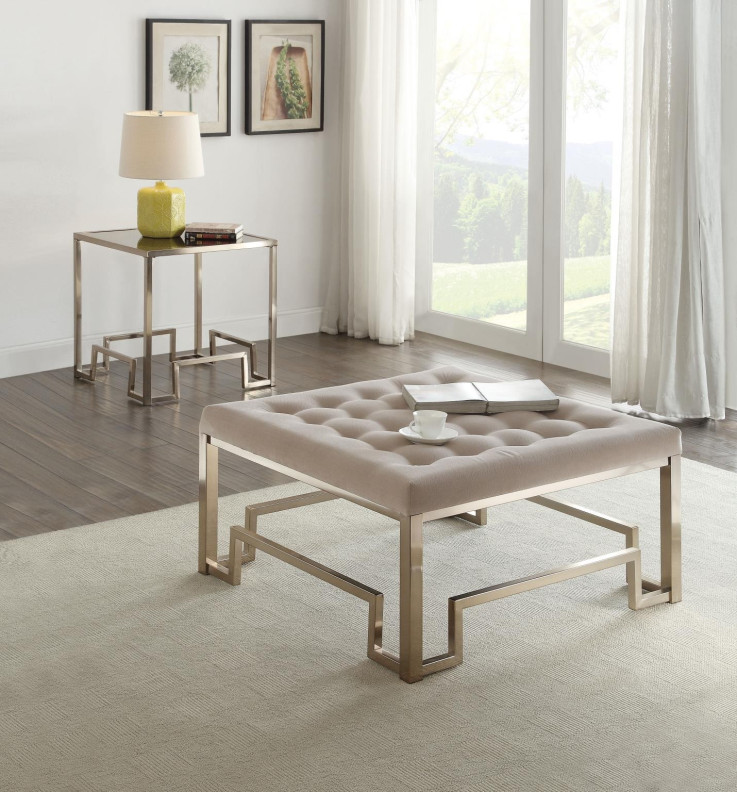 81625 Fabric / Champagne Occasional Tables Acme Damien Collection