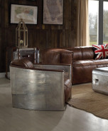 53545 Retro Brown Tops Grain Leather Sofa set Acme Brancaster Collection