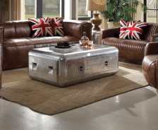 53545 Retro Brown Tops Grain Leather Sofa set Acme Brancaster Collection