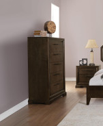 24090 Light Gray Fabric / Tobacco Finish Bedroom Set By Acme Furniture