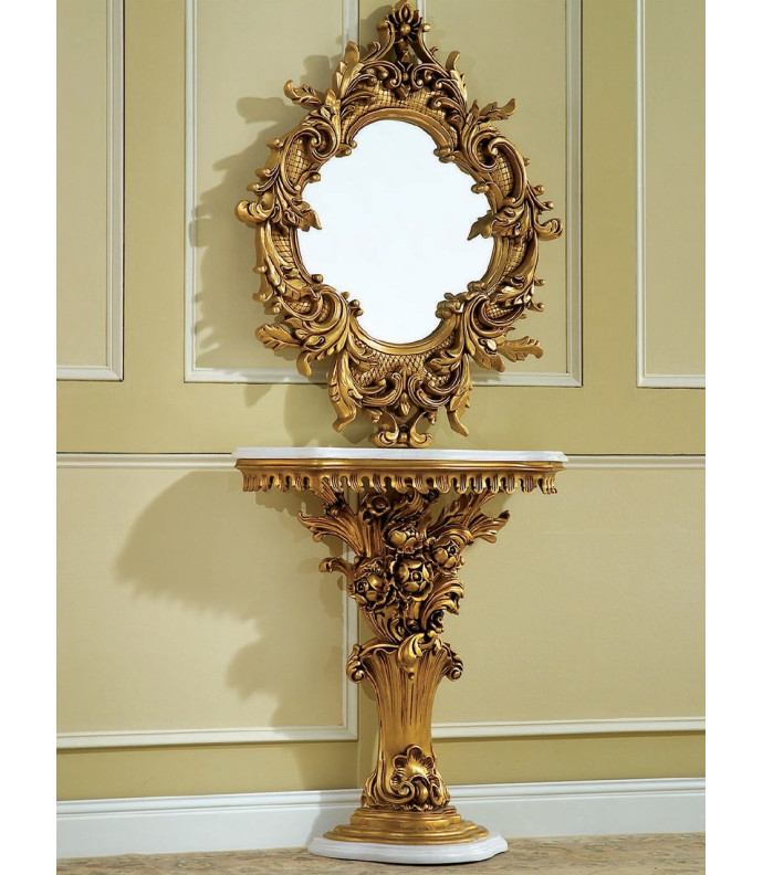 212AM Luxury Marble Top Console Table  - French Provincial Style By Polrey International Furnishing