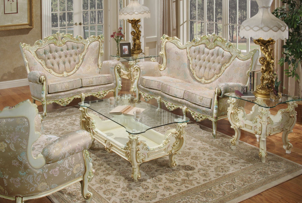 603 AJ Floral Fabric Polrey French Provincial Style Living Room