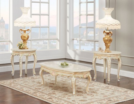 102 AM Luxury Marble Top Occasional Table - French Provincial Style By Polrey International Furnishing