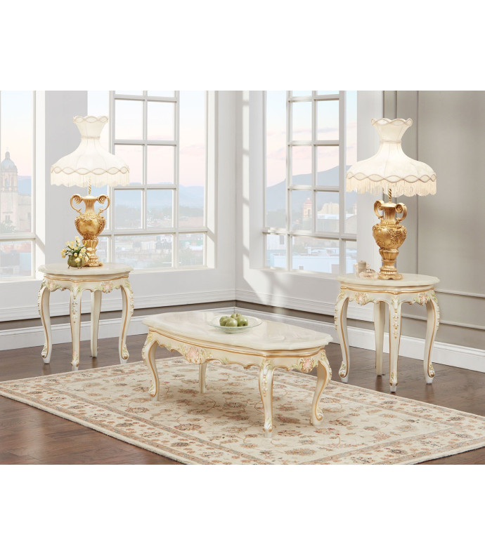 102 AM Coffee Table Marble Top Polrey French Provincial Style