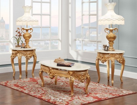 116 AM Luxury Marble Top Occasional Table - French Provincial Style By Polrey International Furnishing