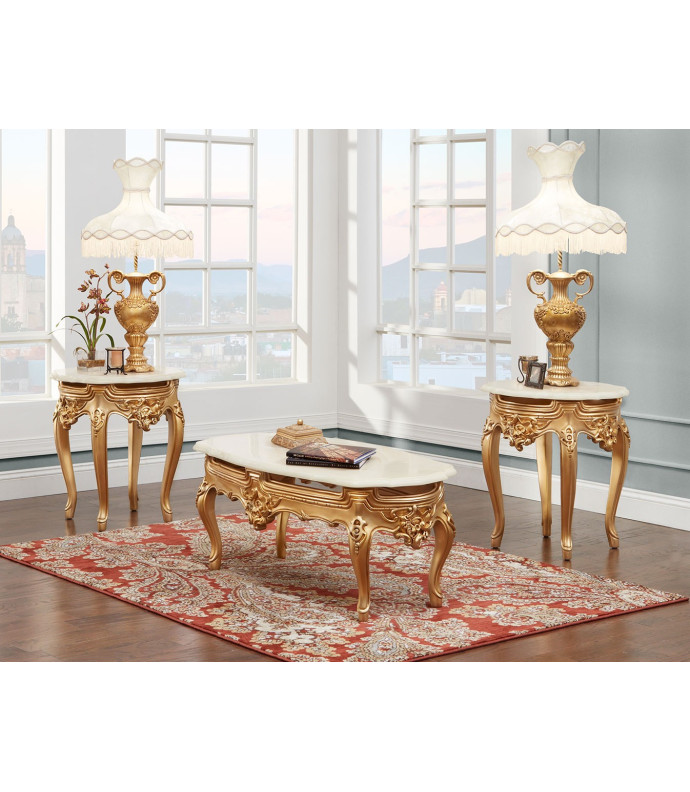 116AM Luxury Marble Top Occasional Table - French Provincial Style By Polrey International Furnishing