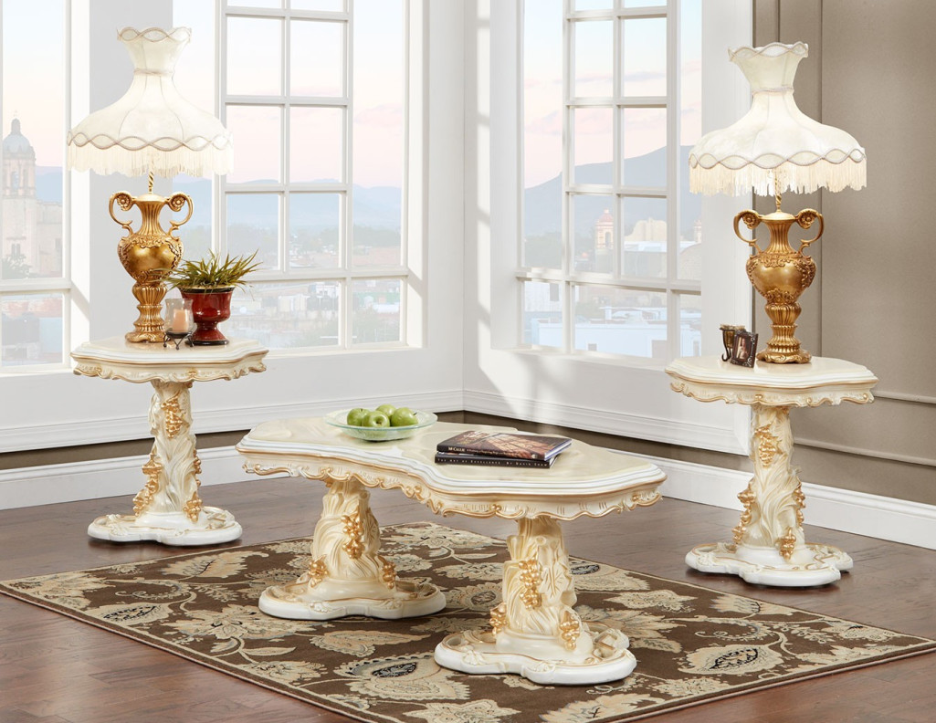 114AM Luxury Marble Top Occasional Table - French Provincial Style By Polrey International Furnishing