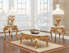 108 AM Coffee Table Marble Top Polrey French Provincial Style