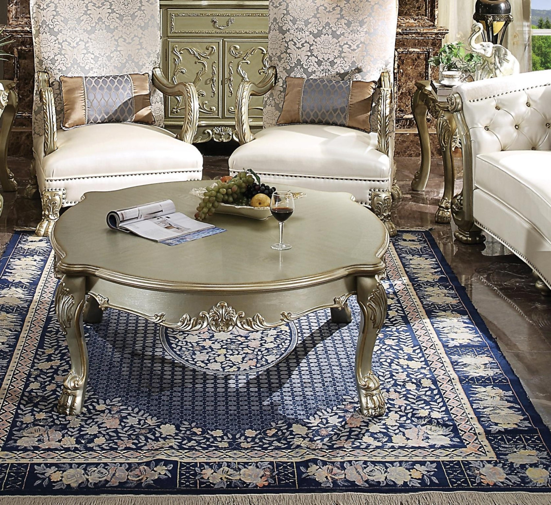 54875 Bone PU / Gold Patina Finish Living Room Acme Dresden II Collection