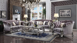 56825 Velvet / Antique Platinum Finish LIving Room Acme Versailles Collection