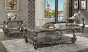 86820 Antique Platinum Finish Occasional Tables Versailles Collection by Acme Furniture