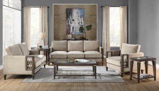 57990 Fabric & Walnut Finish Living Room Acme Furniture