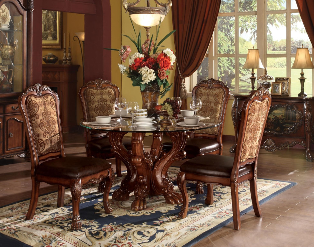 60010 Round Dining Table Cherry Oak Finish Dresden Collection by Acme Furniture