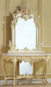 207 ABM Luxury Marble Top Console Table & Mirror - French Provincial Style By Polrey International Furnishing