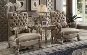 52092 Bone Velvet Gold Patina Finish Accent Chair Dresden Collection by Acme Furniture