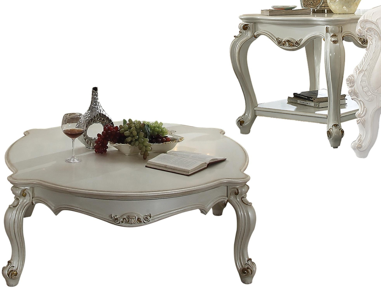 86880 Antique Pearl Finish Ocassional Tables Acme Picardy Collection