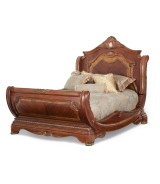 Queen Sleigh Bed honey walnut finish Cortina Collection by Michael Amini NF65011-28